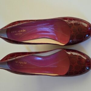 Kate Spade Red Croc Embossed Patent Leather Mary Jane Heels, Size 8B